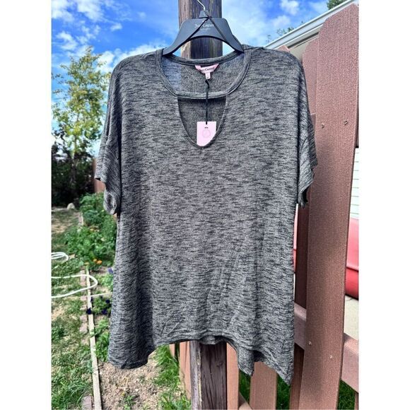 Juicy Couture Tops - Juicy shirt size large gray peekaboo bnwt and hanger